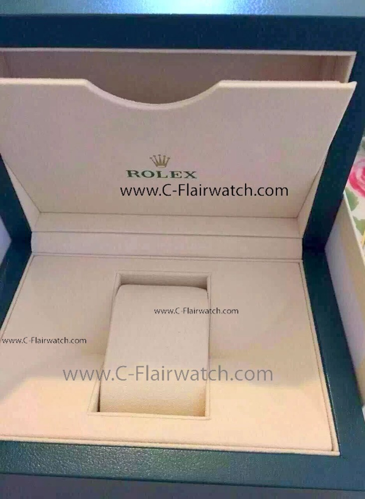 2018 Fake Rolex Box Green Wave Case w/ Complete Set Booklet